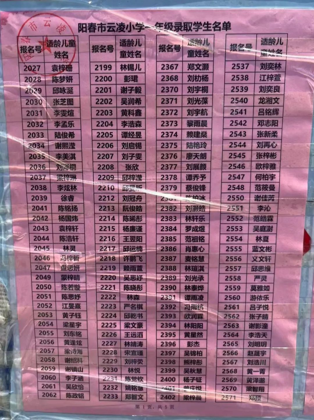 图片[12]-2025年阳春兴华、云凌、实验小学一年级新生录取名单公布-阳春敏学网